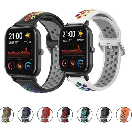 Silicone 20mm Watch Strap For Xiaomi Amazfit Bip S Lite GTS GTR 42mm Band WatchBand Garmin Vivoactive 3 Bracelet Accessories