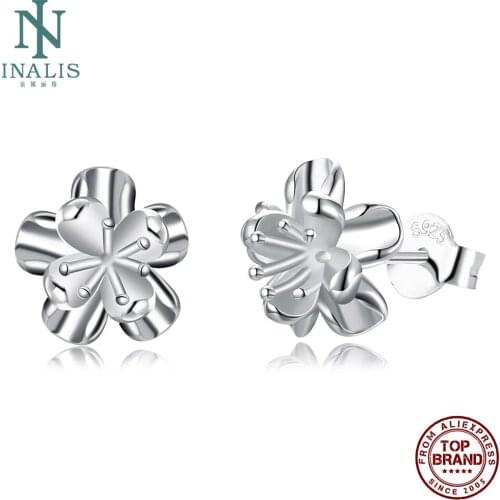 SILVERHOO Exquisite 925 Sterling Silver Earring For Women Trendy Stereo Flower Stud Earrings Send GirlFriend Gifts Fine Jewelry