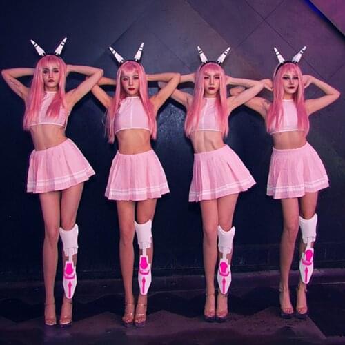 Nightclub Dancing Clothes Pink Suit Ds Gogo Bar Dancer Wear Dj Singer Costume Rave Outfit Jazz Hiphop Performance Set VDB3673