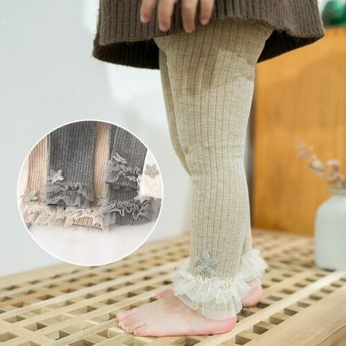 Baby Girl Spring Autumn Pants Baby Pantyhose Child Toddler Pant Lace Lace Cotton Knitting Trousers for Kids Infant Legging