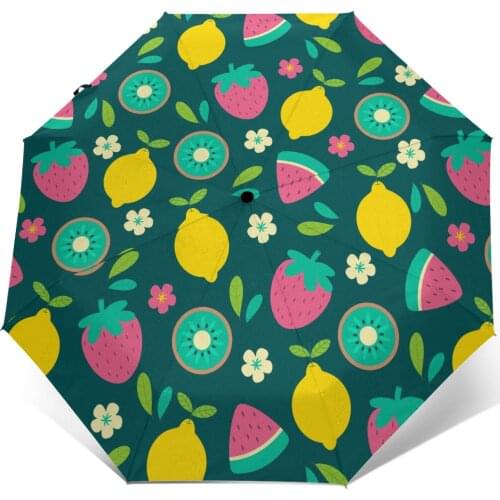 Wind Resistant Folding Automatic Umbrella Women Auto Tropical Fruit Windproof Umbrellas Rain For Men Parasol