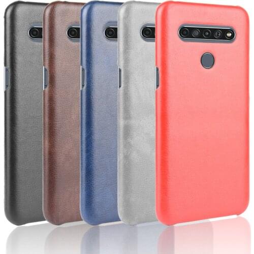 For LG K61 Half-Wrapped Case Vintage Business Leather Coque Cool Hard Capa Litchee Shell for LG K61 Para