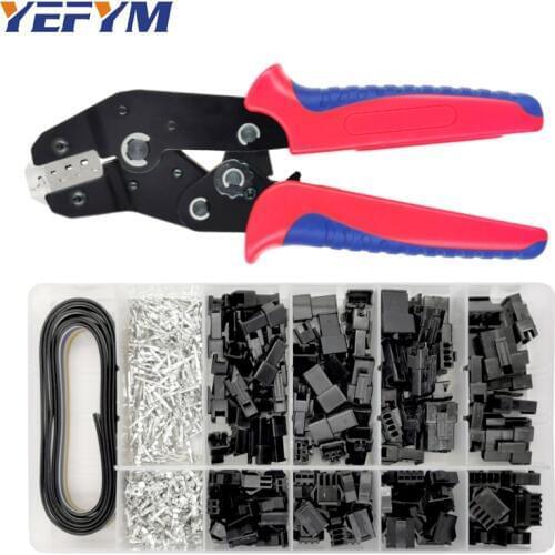 YEFYM SN-2549 dupont crimping pliers 0.08-1mm2 with 590pcs/box SM2.54 terminal box Car connector cable electrician tools