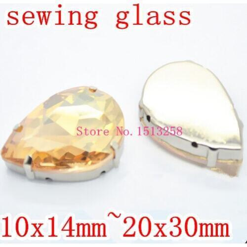 Gold Champagne Color Sew On Crystal Teardrop Fancy Stone With Claw Setting 10x14mm,13x18mm,18x25mm,20x30mm For Jewelry Making