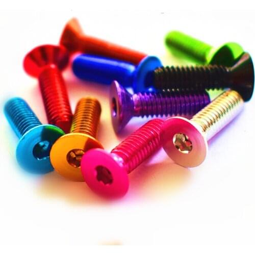 10pcs DIN7991 M4*6/8/10/12/14/16/20 Colorful Aluminum Flat Screws Flat Hex Socket Countersunk head Screws Bolts Anodized Color