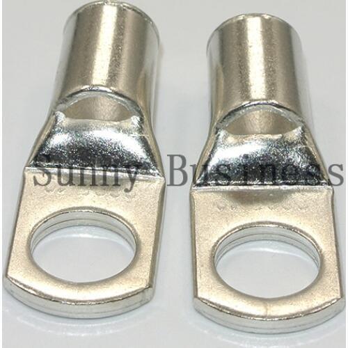 10PCs Bolt Hole Tinned Copper Cable lugs Battery Terminals 35mm 2AWG Wire terminals connector SC35-6