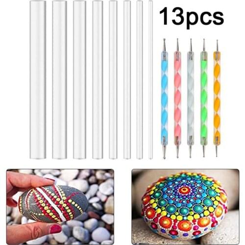 13pcs Mandala Dotting Tools Set For Painting Rocks DIY Acrylic Stick Art Craft Drawing Carving Pottery Clay Nail Stamp Handwork