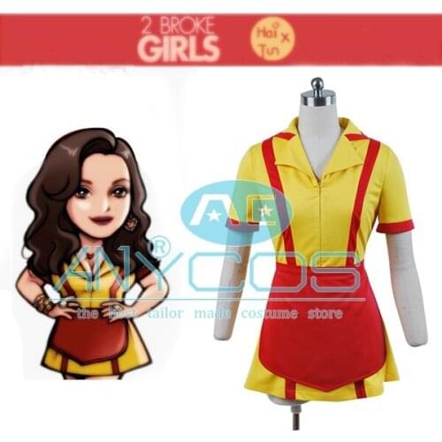 2 Broke Girls Max Caroline Waiter Uniform Dress For Women Girls Halloween Party Cosplay Costume