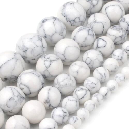 4/6/8/10/12mm Second Generation White Howlite Beads for Jewelry Bracelet Making Round Loose Beads Strand 15