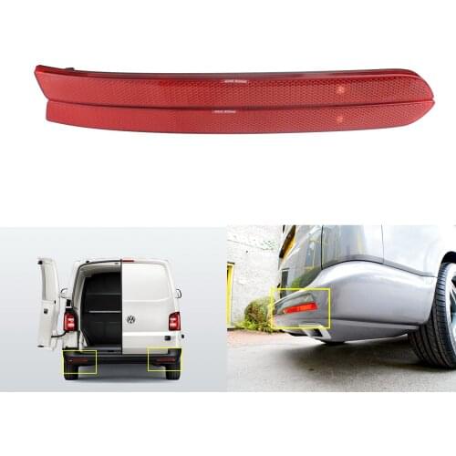 ANGRONG 2x Rear Bumper Reflector Red Lens For VW Transporter T5 Multivan Caravelle 2012-2016