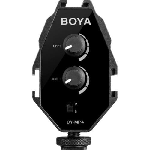 BOYA BY-MP4 2-channel Mono Stereo Mode Audio Adapter for Canon Nikon Sony Panasonic Digital SLR DSLR Camera Camcorder Smartphone