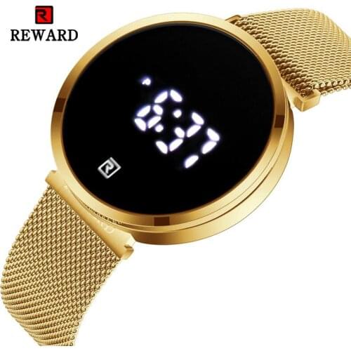 Hot Reward Men Digital Watch Women Fashion Stainless Steel Wrist Watches Luminous Waterproof Sport Touch Screen Wristwatch