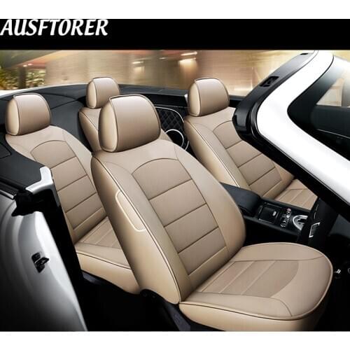 Cowhide Leather Seat Covers for Ford Mustang 2015 2016 2017 2019 Seat Cover Accessories Car Seats Cushion Supports Styling 10PCS