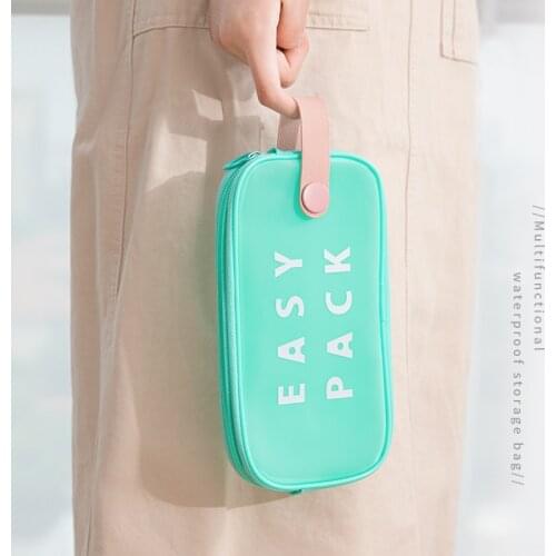 1pcs Easy Pack Pen Case Pencil Bag INS Color TPU Waterproof Handbag Storage Pouch for Stationery School Travel Cosmetic A6629