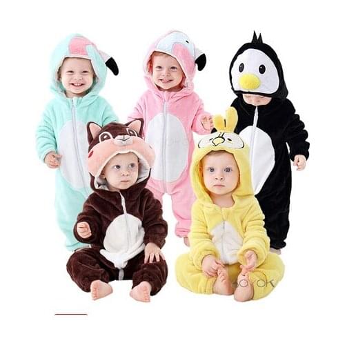 Baby Flannel Pajamas Cartoon Stitch Clothes for Sleeping Girl Rompers Kids Baby Sleepwear Boy Animal Infant Children Jumpsuit