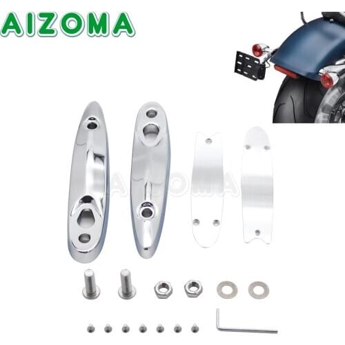 For Harley Softail Street Fat Bob Glide Chrome Rear Turn Signal License Plate Relocation Kit Indicators Extension Bracket Holder