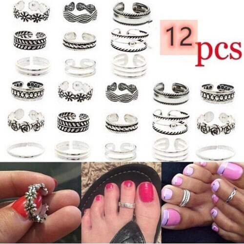 ECHSUN finger Multi-purpose mashup fashion femme toes foot rings set toe ring for women punk harry styles bulk wave open flour
