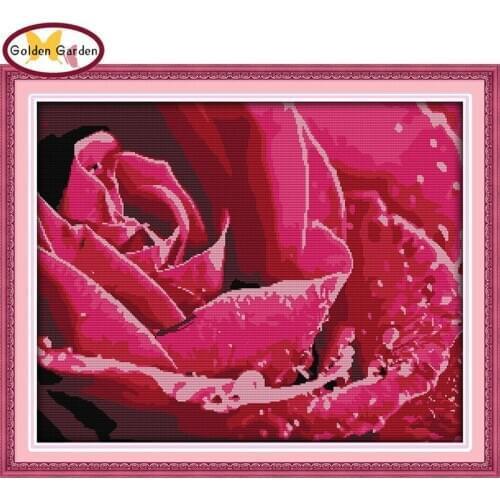 GG Dewdrop Rose Flower Style Joy Sunday Needlework Embroidery Designs Handcraft Chinese Cross Stitch Patterns for Home Decor