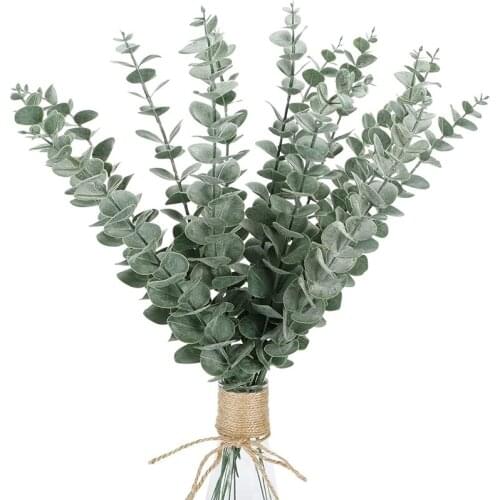 24 Pcs Artificial Eucalyptus Leaf Stem 15 Inch Tall for Faux Eucalyptus Wedding Bouquet Centerpiece Home Decor