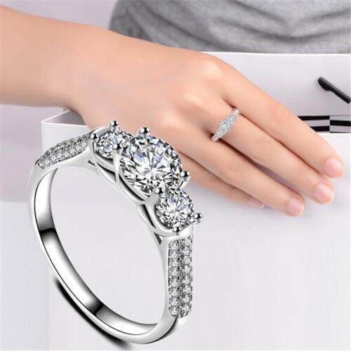 925 Silver colorRings Crystal Compatible With European Fit Original Wedding Brand Ring Jewelry Christmas Gift #168