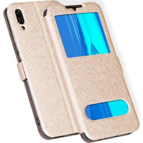 Front Window Leather Filp Cases For Huawei Y6 pro 2019 case Y6pro 2019 6.088" phone cover For Huawei Enjoy 9e Enjoy9e back cases