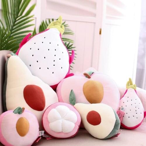 Creative Simulation Fruit Plush Toy Lovely Pitaya Mangosteen Avocado Peach Cushion Cute Throw Pillows Kids Lovely Gift