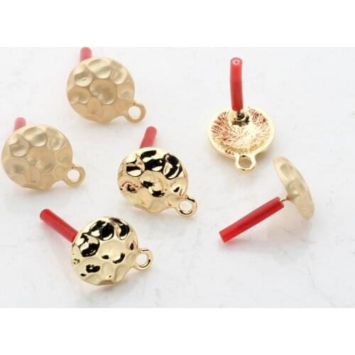 Golden Zinc Alloy Ripple Round Ball Earrings Base Connectors Linker 6pcs/lot 13mm For DIY Earrings Jewelry Making Accessories