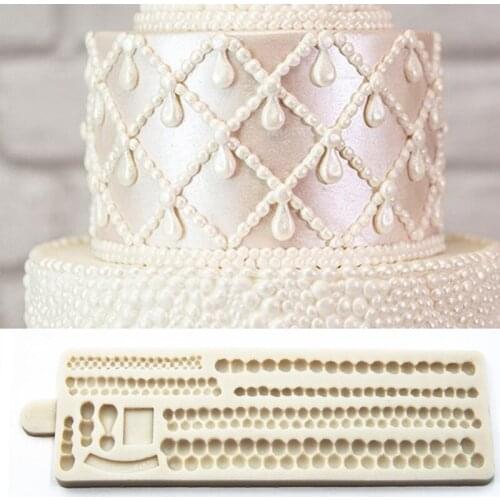 KUXSE Pearl Silicone Cake Border Molds Fondant Cake Decorating Tools Candy Chocolate Gumpaste Moulds Sugarcraft Baking Tool