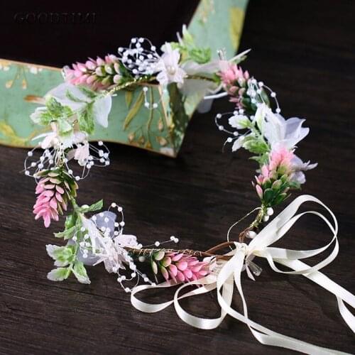 Fashion Flower Garland Women Wedding Jewelry Bridal Flower Headbands Beautiful Floral Bride Headdress Beach Prom Accessories