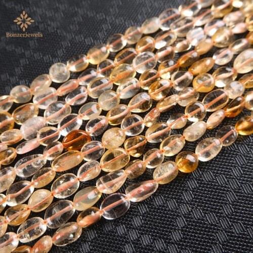 Natural 6~8mm Citrines Stone Irregular Special Genuine Loose Spacer Beads For Jewelry DIY Making Bracelet Charms 15