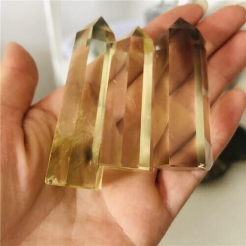 Natural Crystal Point Citrine Healing Column Obelisk Yellow Quartz Wand Beautiful Ornament for Home Decor Reiki Energy Stone