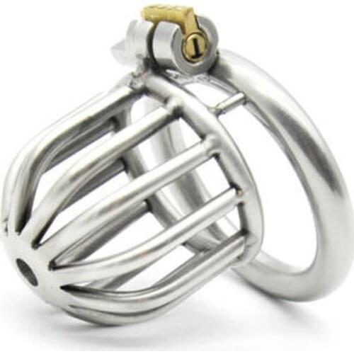 New Lock 304 Stainless Steel Small Cage Male Chastity Device A259 cock ring cock cage