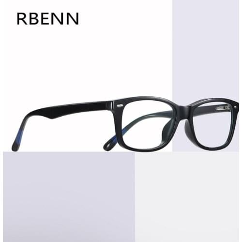 RBENN New Unisex Fashion Square Anti Blue Light Computer Reading Glasses Men Women Blue Light Blocking Eyeglasses Custom Myopia