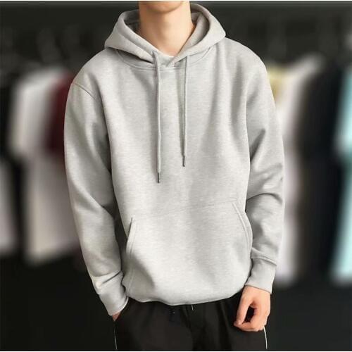 Solid Color Men Even Hat Hoody Tide Loose Leisure Long Sleeve Hoodie Loose Slim Cotton Jumper Pullover