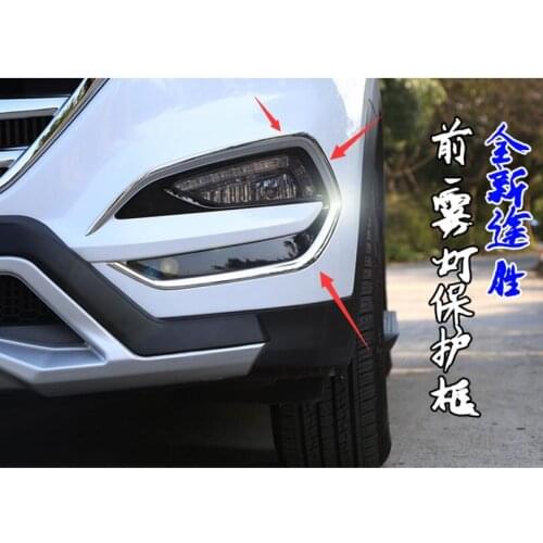 Front fog light lamp detector frame stick styling ABS Chrome cover trims accessories 2pcs For Hyundai Tucson 2015 2016 2017
