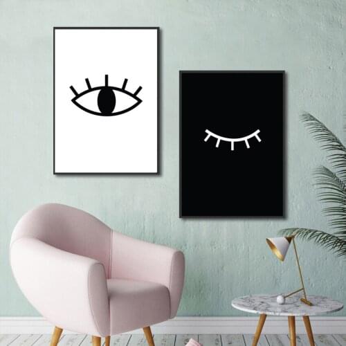 Posters Black And White Open Eyes Closed Eyes Abstract Canvas Painting Minimalism Fun Wall Art Print Pictures Home Decoration