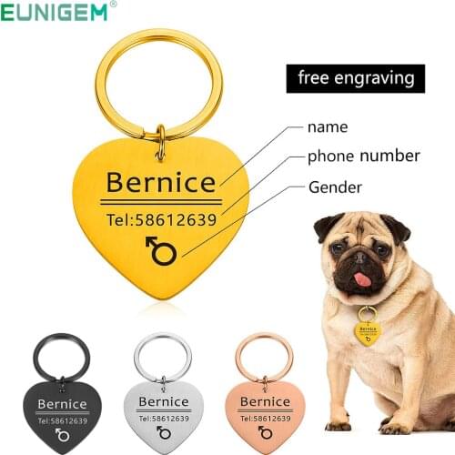 Custom Dog Tag Collar Accessories Dog ID Tags Stainless Steel Pet ID Tags for Cats and Dogs Engraved Dog Cat Tel Sex Name Tags