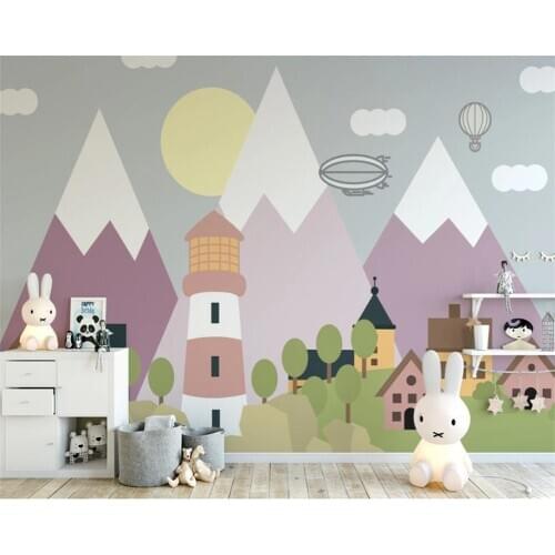 Beibehang Custom modern nordic decorative painting landscape illustration childrens room background papel de parede wall paper