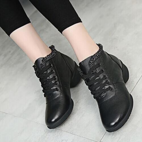 Profession Dancing Shoes Big Skin Lace Genuine Leather Modern Dance Square Dance Shoes Modern Dance Damping Breathable Sweat