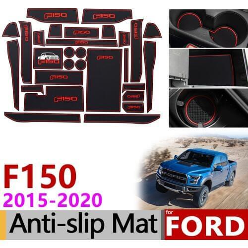 Anti-Slip Mat for Phone Gate Slot Mats Cup Rubber Pads Rug for Ford F150 F-150 Raptor F Series 2015~2019 Accessories Stickers