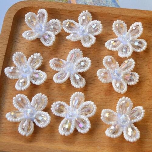 Summer style 30pcs/lot 33mm Transparent glass beads handmade Sewing flowers shape beads diy jewelry earring/garment accessory