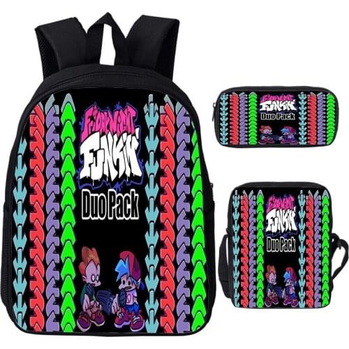 Friday Night Funkin Backpack Pen Case 3 Pcs/Set Boys Girls Anime School Bags Fnf Game Bagpacks Rucksack Students Travel Mochila
