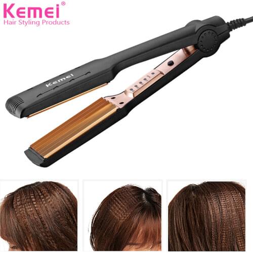 Kemei Professional Hair Curler Electric Curling Iron Corn Perm Splint Flat Iron Wave Board Ceramic Digital Styling Tools KM-472