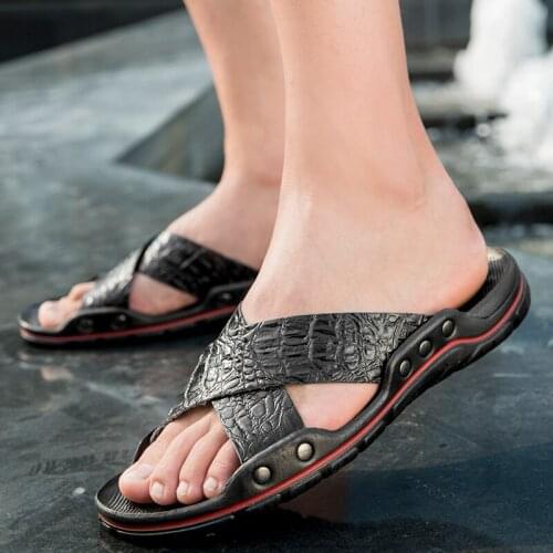 New Mens Slippers Sandals Men Shoes Comfortable Mens Outside Slipper Non-slip Home Thick Soled Word flip flop Large size