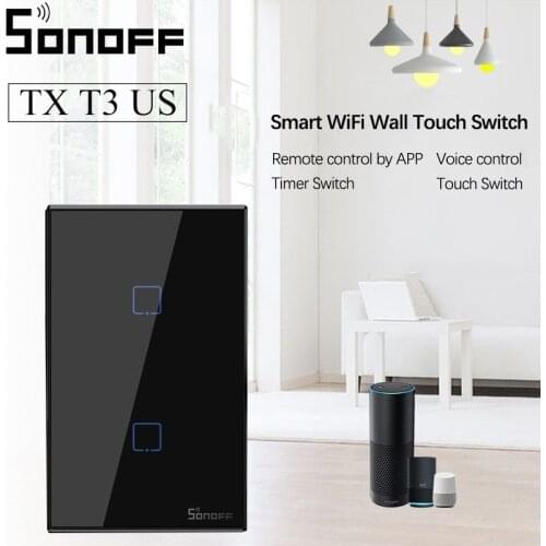 Sonoff T3US TX 1/2/3 gang 433Mhz RF Remote Controlled Wifi Wall Touch Light Switch Wireless Works With Alexa Google Home Voice