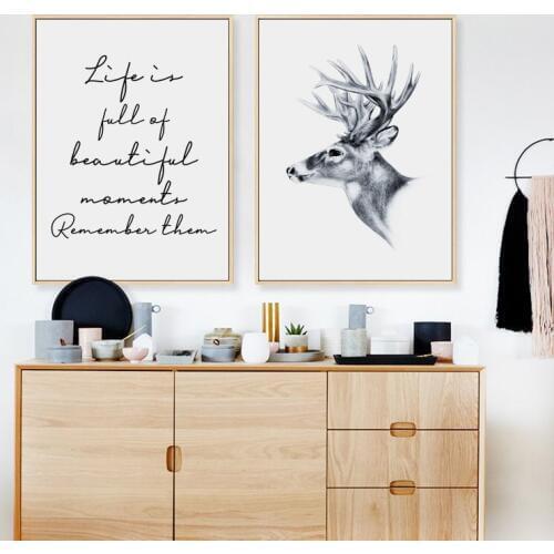 07G Modern Abstract Scan Deer English A4 A3 A2 Canvas Art Painting Print Poster Picture Wall Office Living Room Home Decoration