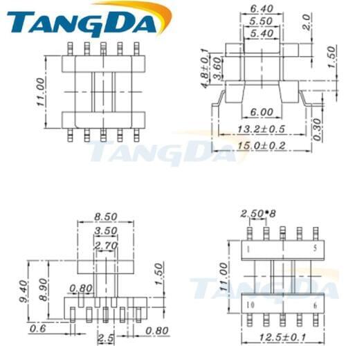 Tangda EI EI12.5 Type 5+5 pin 10P Bobbin magnetic core + skeleton ferrites Power Transformer housing PC40 SMD