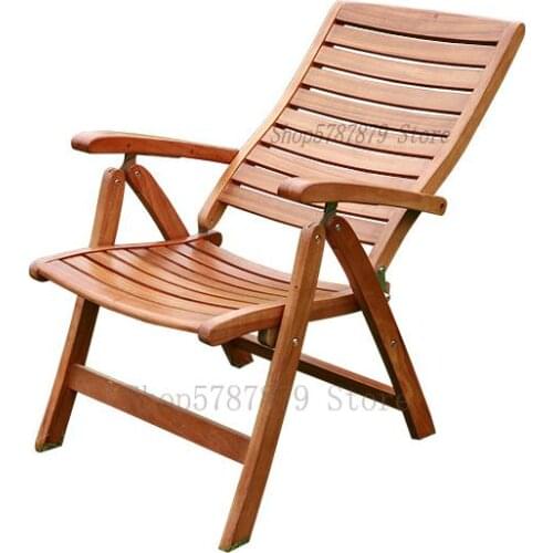 Teak folding chair recliner lunch break solid wood lazy chair outdoor courtyard balcony villa home nap chair senior chair