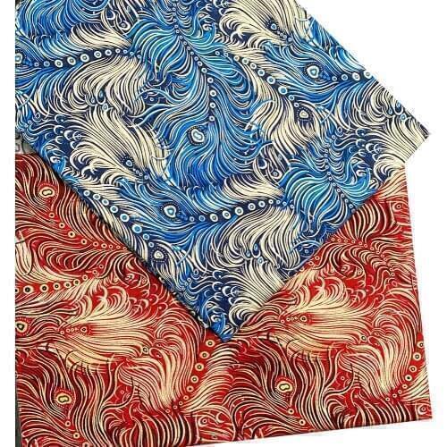 Blue Red Cotton Bronze Fabric For Sewing Kimono Dolls & Bags Needlework DIY Patchwork Cloth Japanese Style Fabric