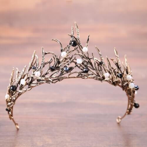 Vintage Wedding Crown Pearl Rhinestone Crystal Crown Headdress Bridal Crown Hair Accessories Queen Crown Wedding Headdress Gift